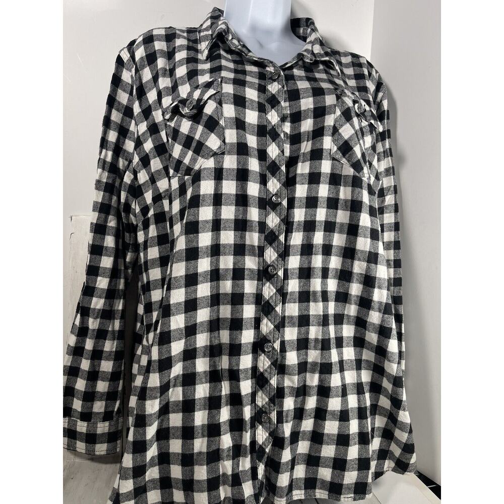 BRIT & BRIDLE Shirt Woman’s Western Wear Black Check Long Sleeve Button Up Sz 2x